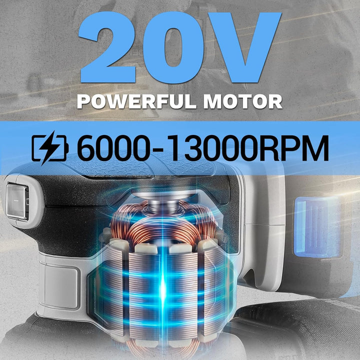 20V Exzenterschleifer Akku 125mm: DEKOPRO Schleifmaschine für Holz,6 variable Geschwindigkeiten, 125
