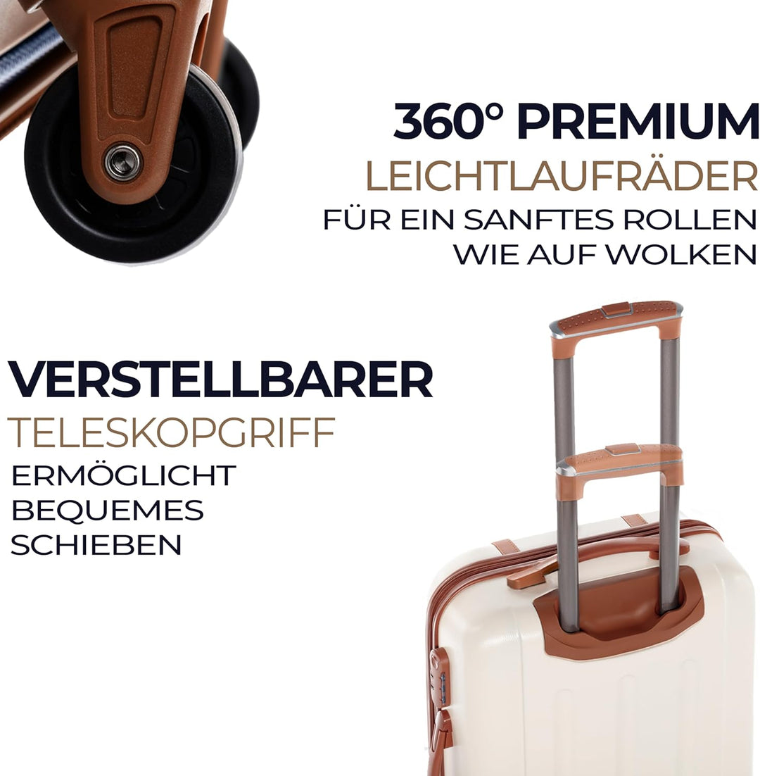 FERGÉ Handgepäck Koffer Set 3 teilig Kabinenkoffer Hartschale 55 x 40 x 22 cm + Reisetasche + Kultur