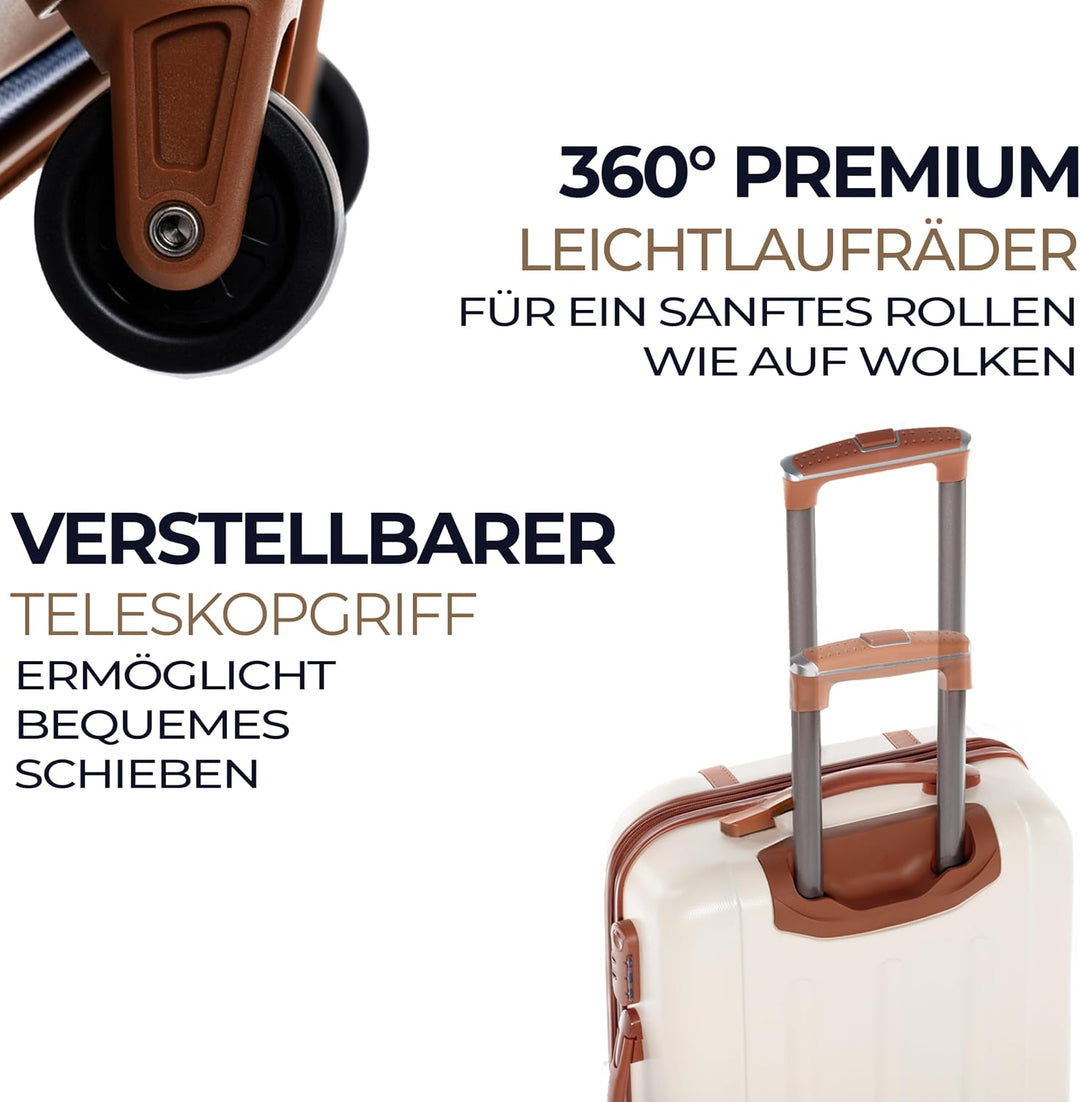 FERGÉ Kofferset Hartschale 5-teilig Milano 3 Grössen Hartschalenkoffer Set + Reisetasche + Kulturbeu