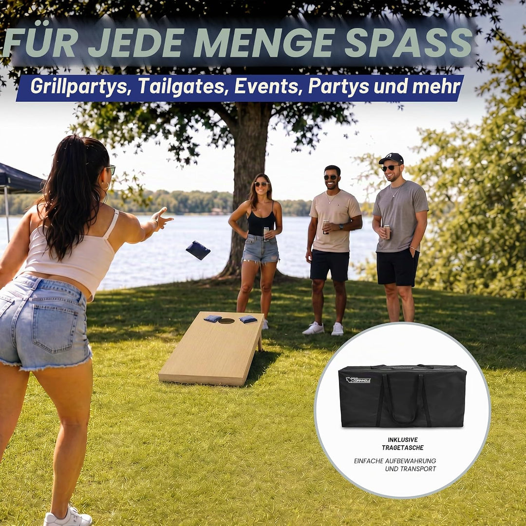 GoSports Premium-Cornhole-Sets aus Massivholz, wähle 1,2 x 0,6 m oder 91 x 61 cm, Spielbretter entha