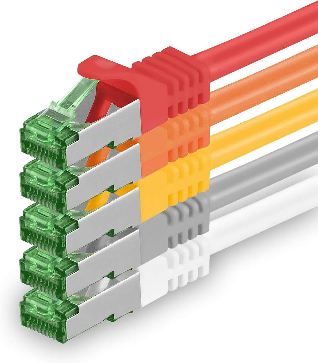 1aTTack.de Cat7 Netzwerkkabel 7,5m - 5-Farben 01-5 Stück - Cat 7 Ethernetkabel Lankabel Lan 10Gbits