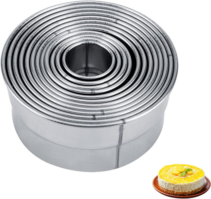 Edelstahl-Ausstecher-Set,plplaaoo 12 Stück/Set Keks-Mousse-Kuchenform, rundes Backwerkzeug, rundes A