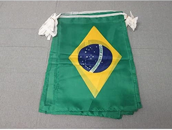 AZ FLAG FAHNENKETTE BRASILIEN 12 Meter mit 20 flaggen 45x30cm- BRASILIANISCHE Girlande Flaggenkette