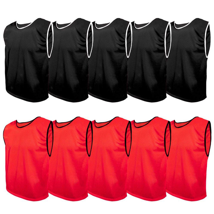 SPORTSBIBS Fussball Leibchen Set 10 Stück: 2 Farben - 5 von jeder Farbe, für Kinder und Erwachsene,