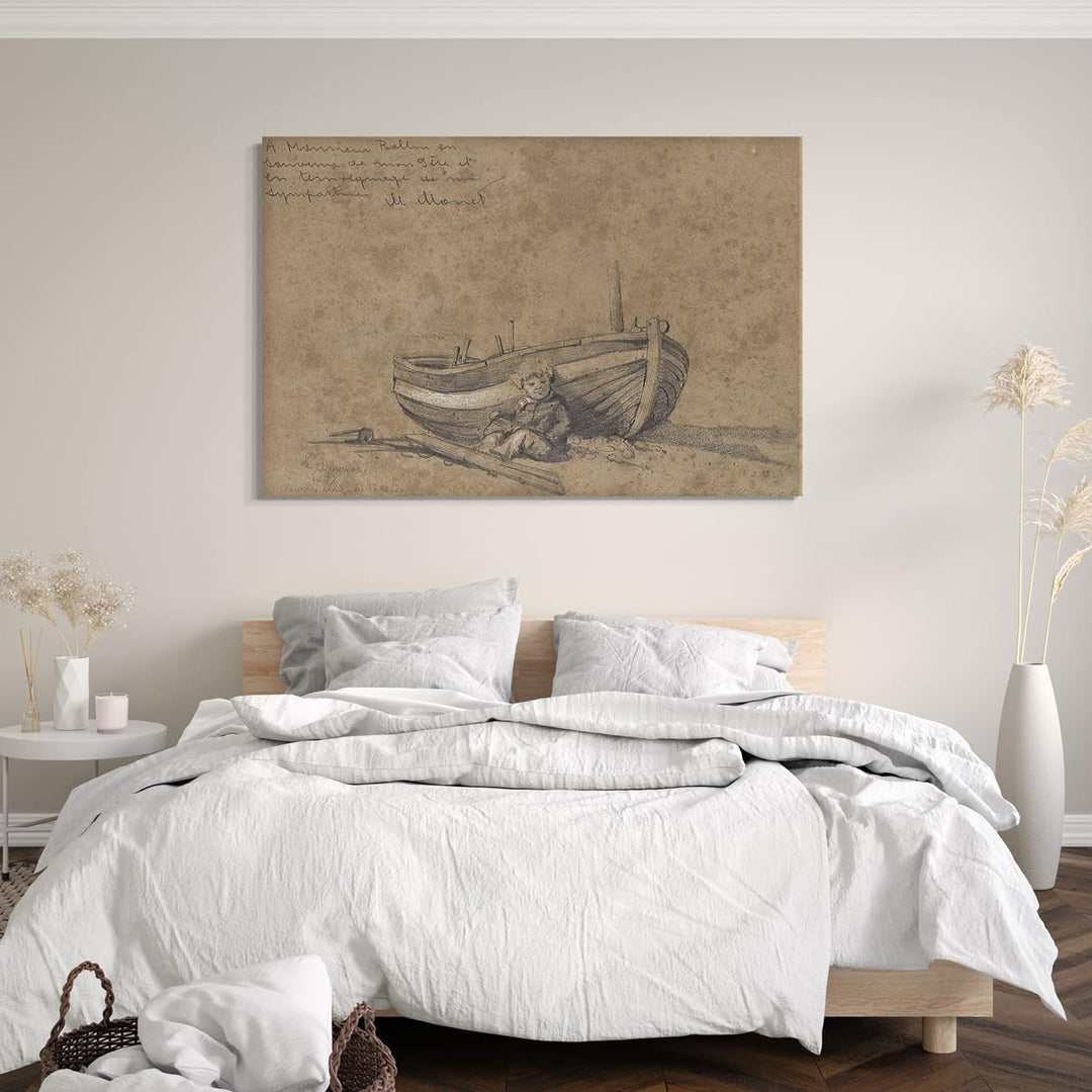 Leinwand (80x60cm): Claude Monet - Kind in einem Boot 80x60 cm, 80x60 cm