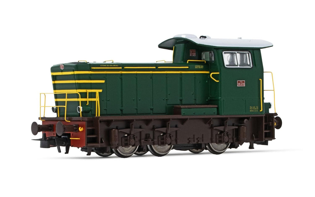 Rivarossi HR2931 FS, Diesel-Rangierlokomotive Baureihe 245, grün mit gelben Streifen, ohne seitliche