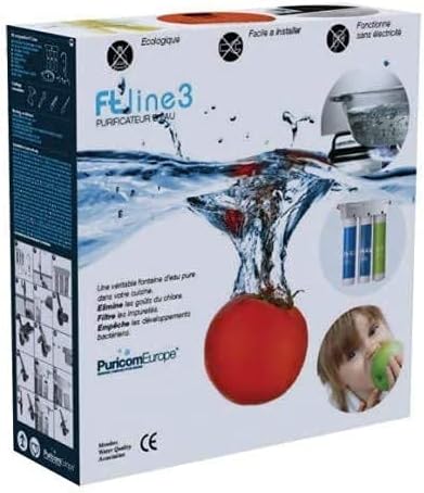 Puricom FT-LINE 3. Aktivkohle-Wasserfilter-System mit UF-Filtration mit Einweg Wasserhahn Oslo Chrom