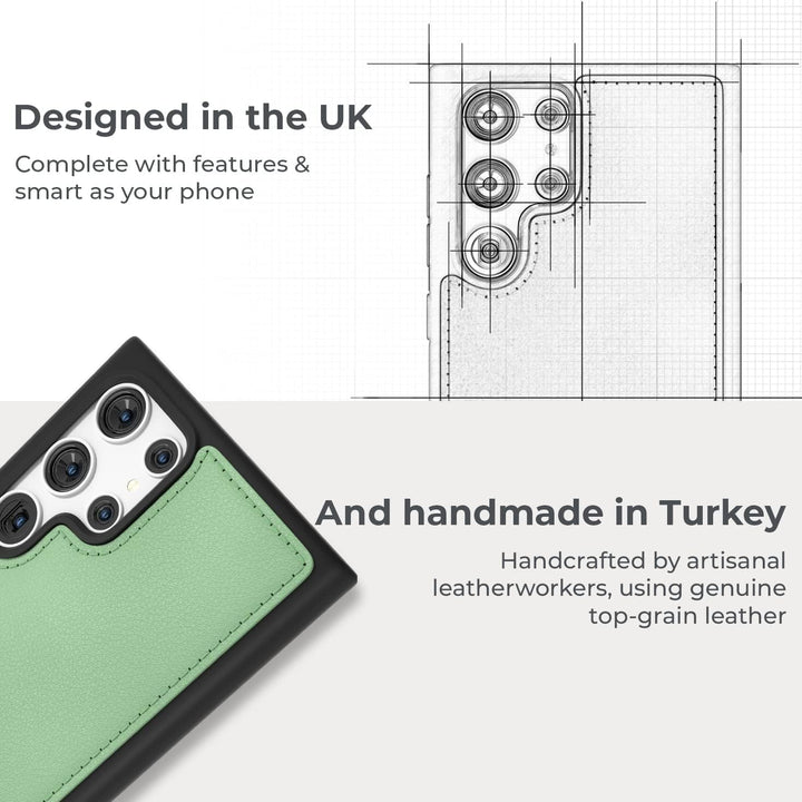 Snakehive Metro Lederhülle für Samsung Galaxy S22 Ultra || Echtleder Handyhülle mit Standfunktion ||