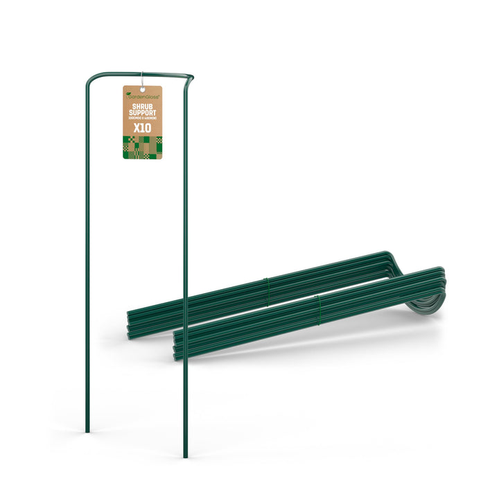 GardenGloss Strauchstützen (10 Stück) - Halbrund Staudenhalter - 100 x 40cm | Beschichteter Stahl -