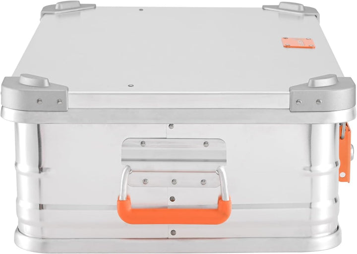 ALUBOX Alukiste abschliessbar E39 - Premium Aluminium Lagerbox 39 Liter - Deckel mit Aluminium Druck
