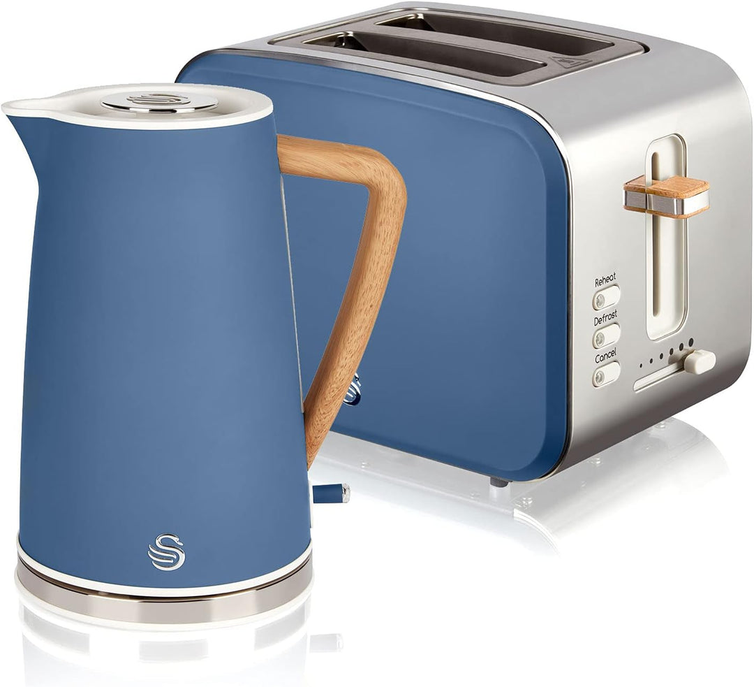 Swan Nordic Frühstücks-Set, kabellos, 1,7 l, 2200 W, Toaster mit breitem Schlitz, 2 Scheiben, 3 Funk