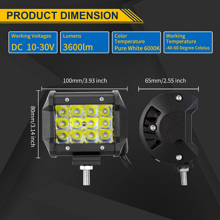 Willpower 42 Zoll 107CM 540W Led Arbeitsscheinwerfer Bar + 4 Zoll 10CM Led Scheinwerfer + Kabelbaum
