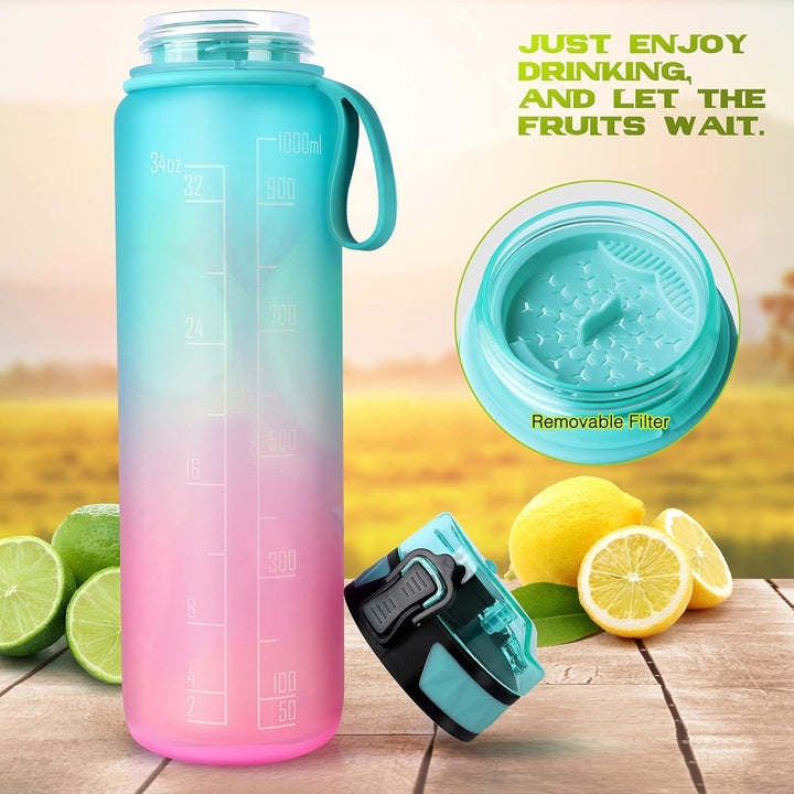 FULDENT Trinkflasche 1L Sport Wasserflasche [Trinkflasche BPA Frei] Trinkflasche mit rutschfest Gumm
