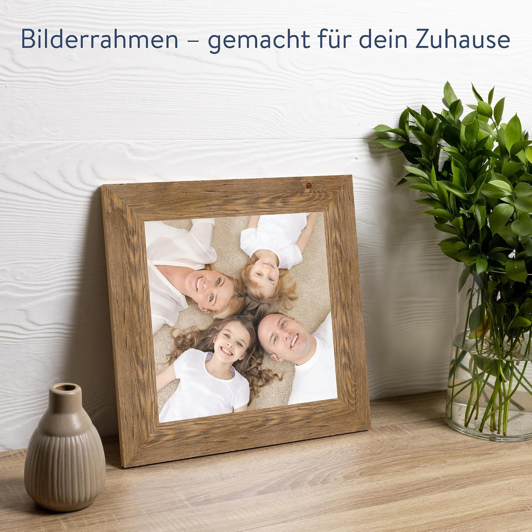WANDStyle Bilderrahmen Strandhaus Stil 30x30cm I Farbe: Eiche-Optik I Fotorahmen I Holzbilderrahmen