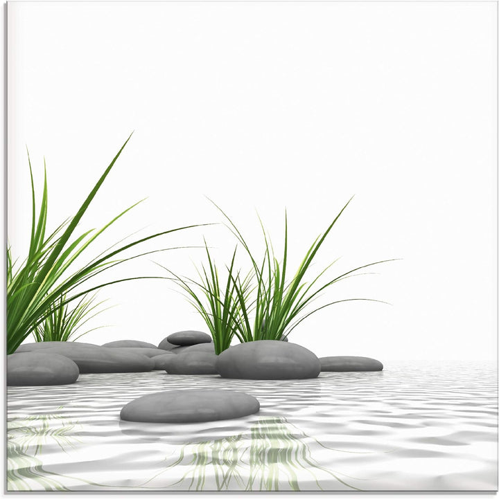 ARTland Glasbilder Wandbild Glas Bild einteilig 40x40 cm Quadratisch Wellness Zen 3D Steine Entspann