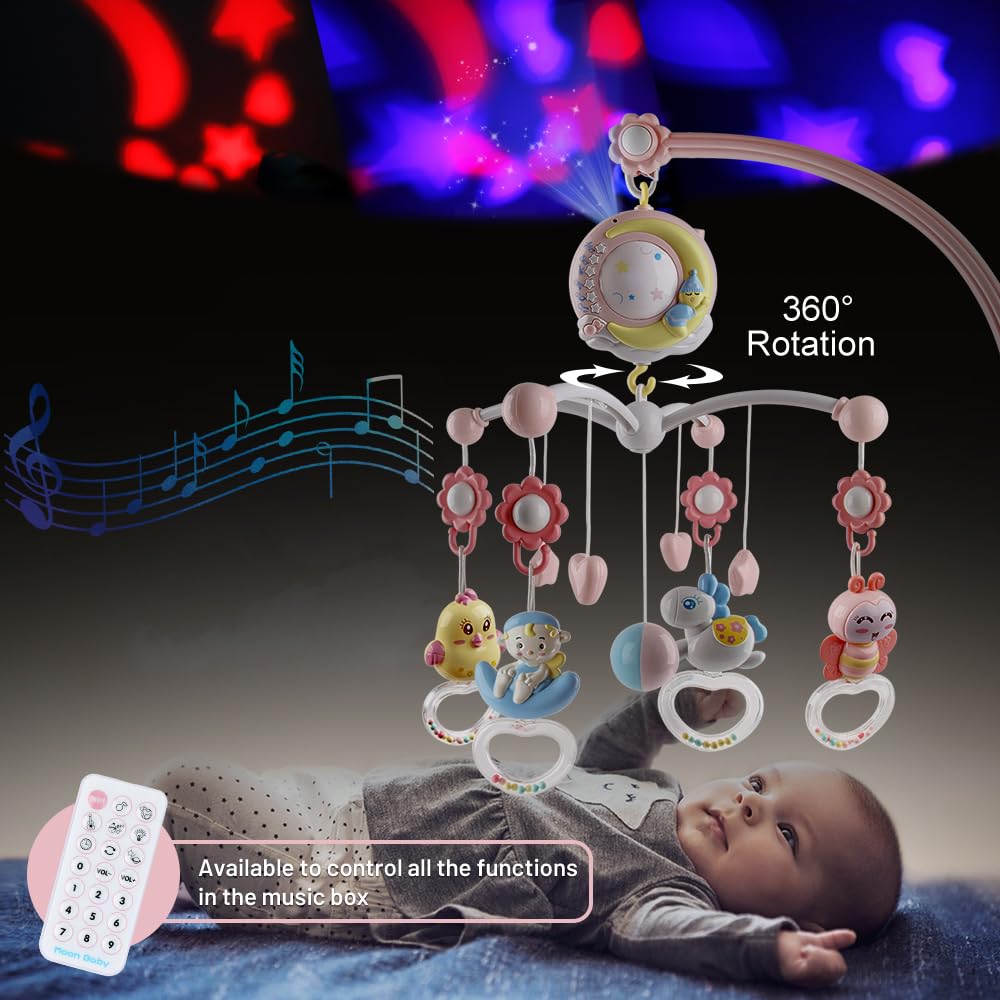 Mini Tudou Baby Mobile Musik Babybett mit Timing-Funktion Projektor und Licht,Baby Hängende Spielzeu