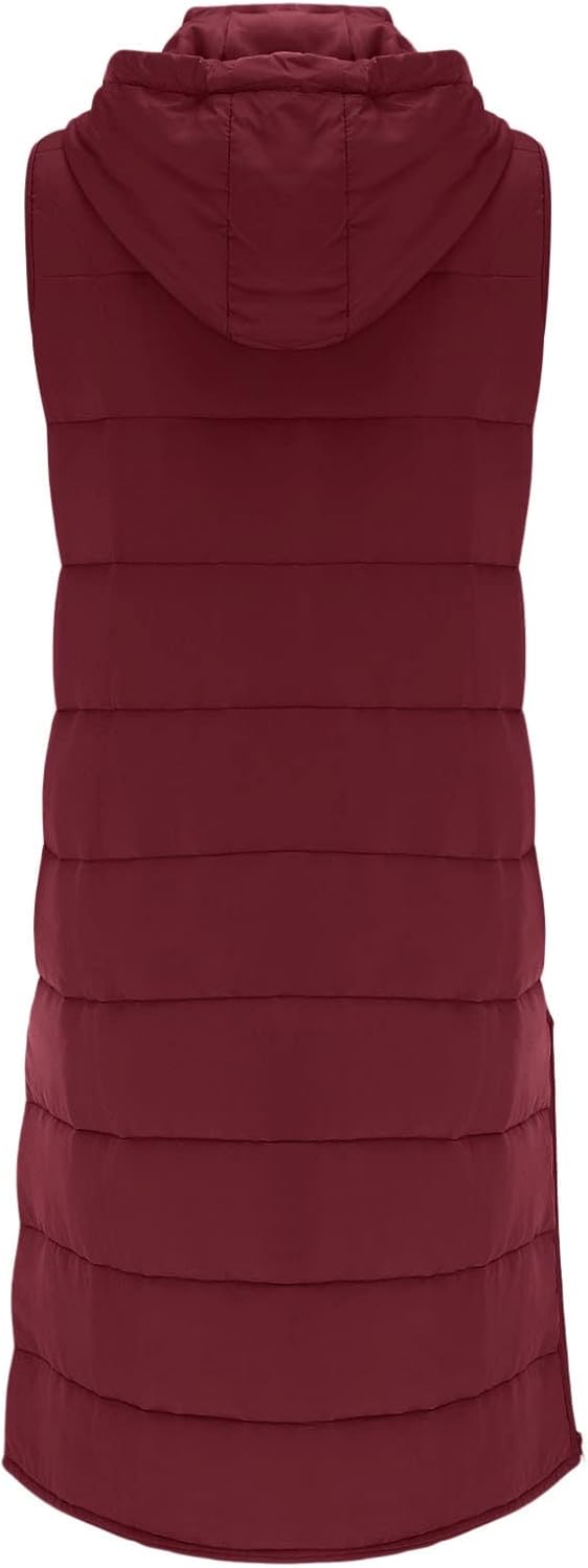 Ärmelloser Damen-Wintermantel, Weste, langer Kapuzenpullover, warmer Daunenmantel mit Taschen, geste