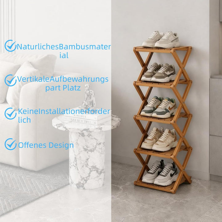 schuhregal klein, faltbar, platzsparend und multifunktional | schuhregal platzsparend, 5 Etagen, Bam