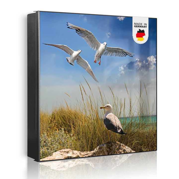 banjado Grosser Schlüsselkasten Glas - Schlüsselbox 30x30cm mit 50 Haken - Schlüsselkasten modern fü