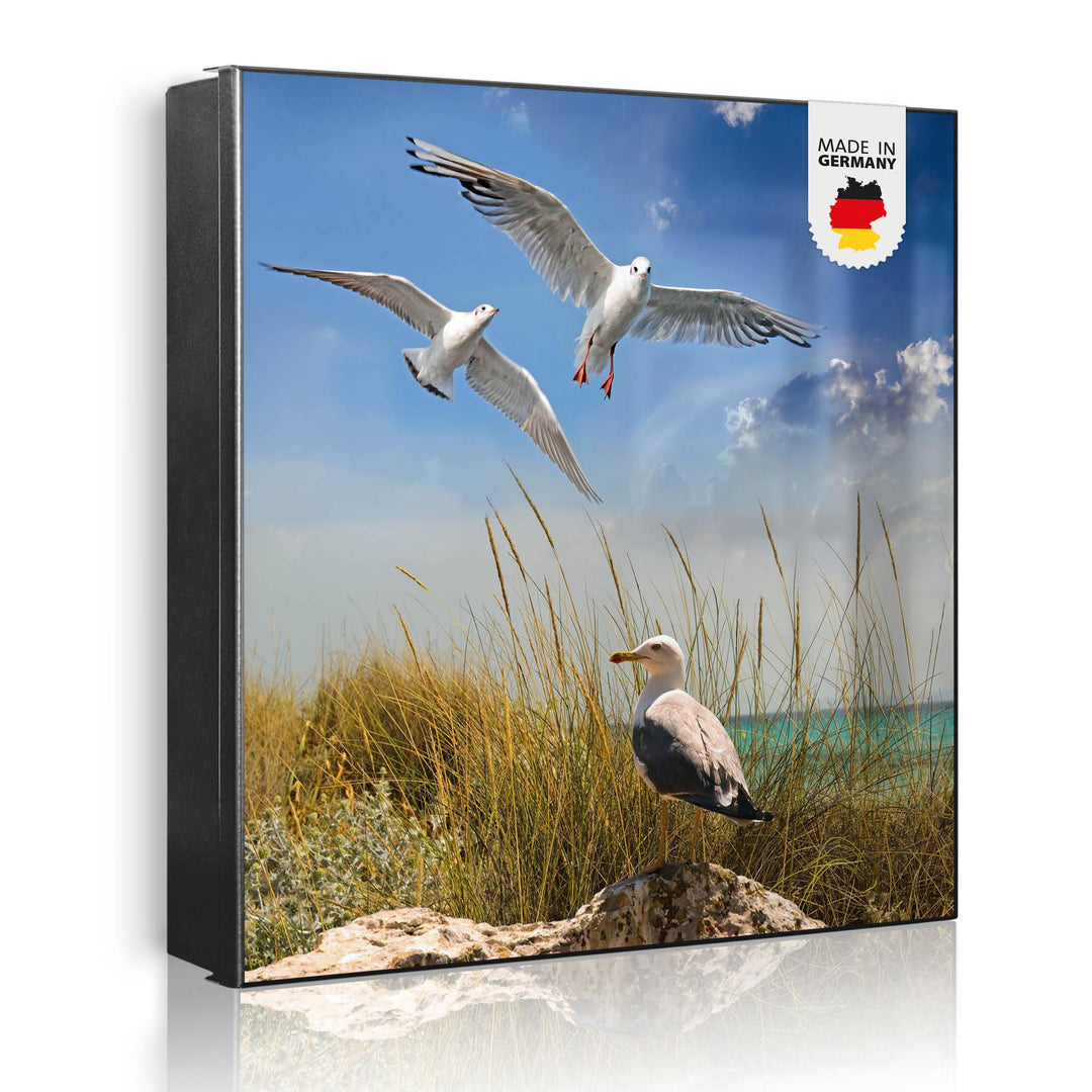 banjado Grosser Schlüsselkasten Metall - Schlüsselbox 30x30cm mit 32 Haken - Schlüsselkasten modern