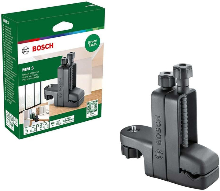 Bosch Universalklemme MM 3 (mit Klemmbereich 3–70 mm und Höhenverstellung bis 60 mm für schnelle und