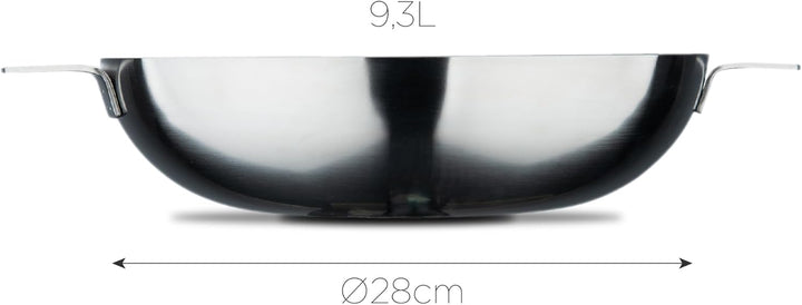 MasterPRO SIGMA - Wok ohne Deckel 28 cm 3.4L Edelstahl - Swiss Crystals Keramikbeschichtung - Langer