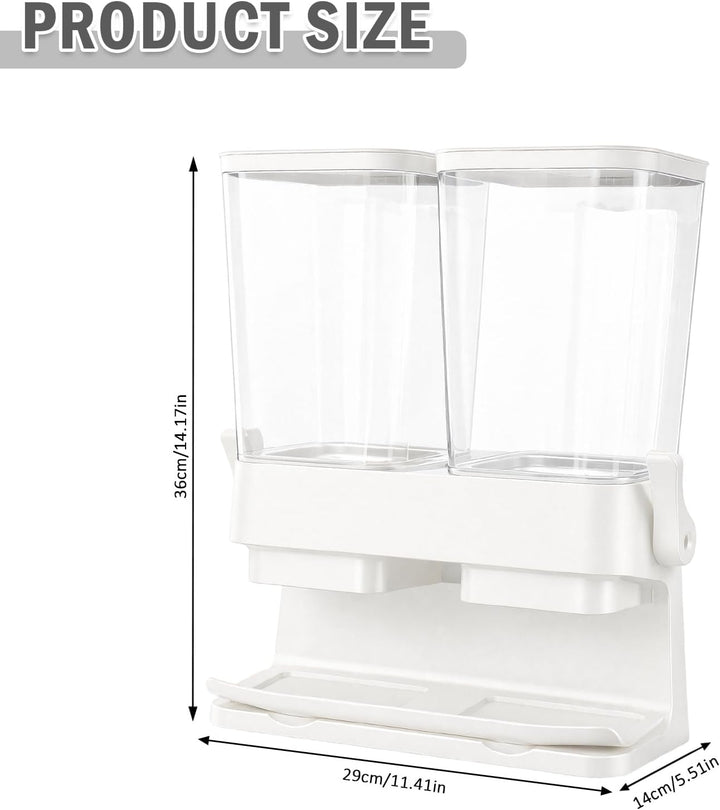 Müslispender 2er Pack, Doppelter 3-Liter Cornflakes Behälter, Cornflakes Spender für Trockenlebensmi