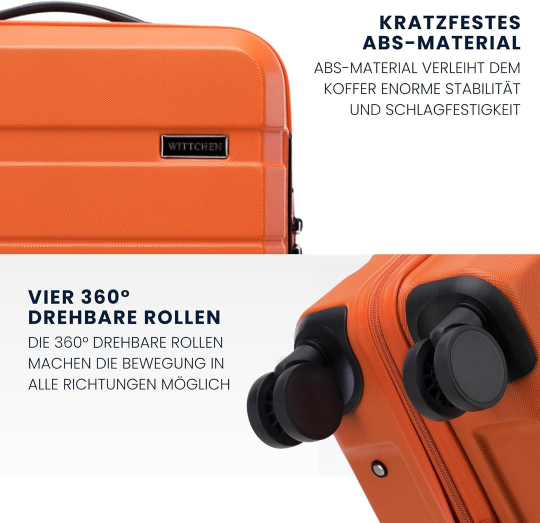 WITTCHEN COMODO Line Koffer Handgepäck Gepäck-Set aus ABS Teleskopgriff TSA Schloss 4 Doppelräder Or