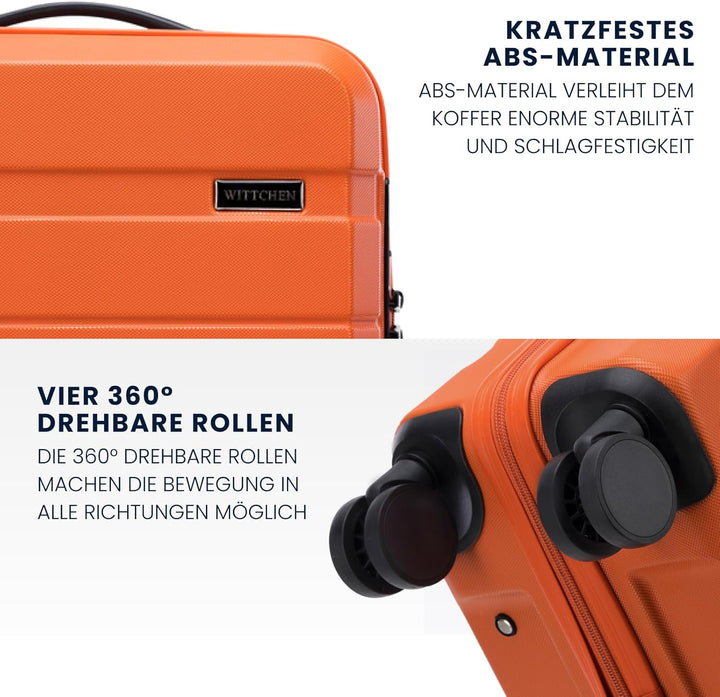 WITTCHEN COMODO Line Koffer Handgepäck Gepäck-Set aus ABS Teleskopgriff TSA Schloss 4 Doppelräder Or