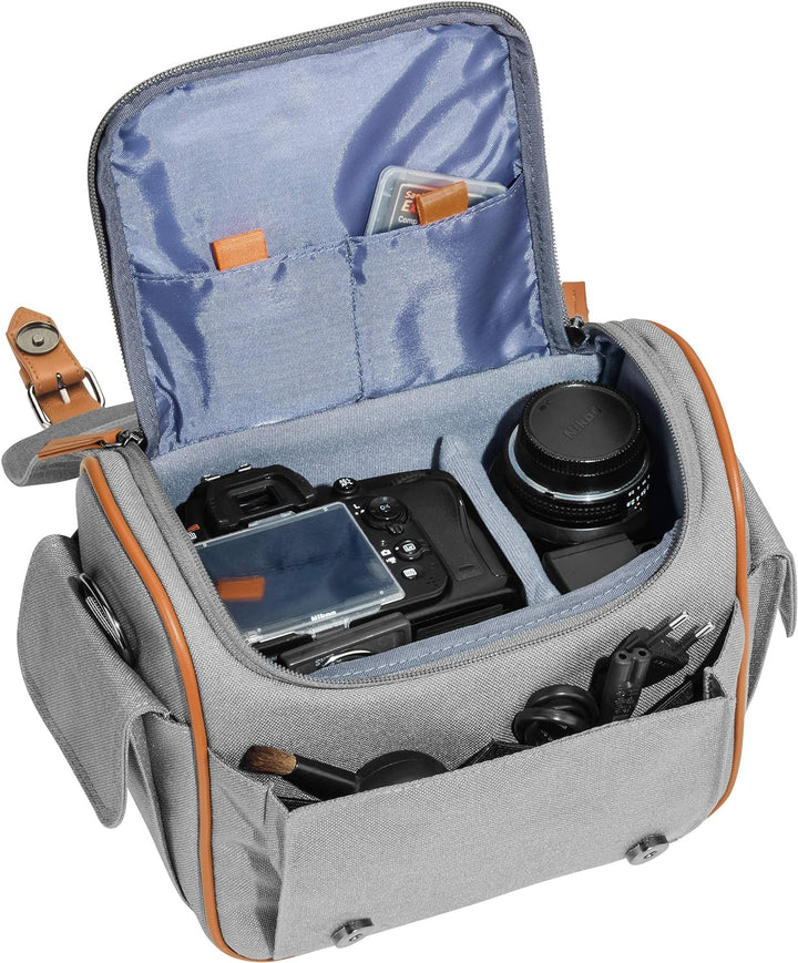 PEDEA DSLR-Kameratasche "Vintage" mit Displayschutzfolie für Canon EOS 5D 5D Mark II 400D 2000D / Ni