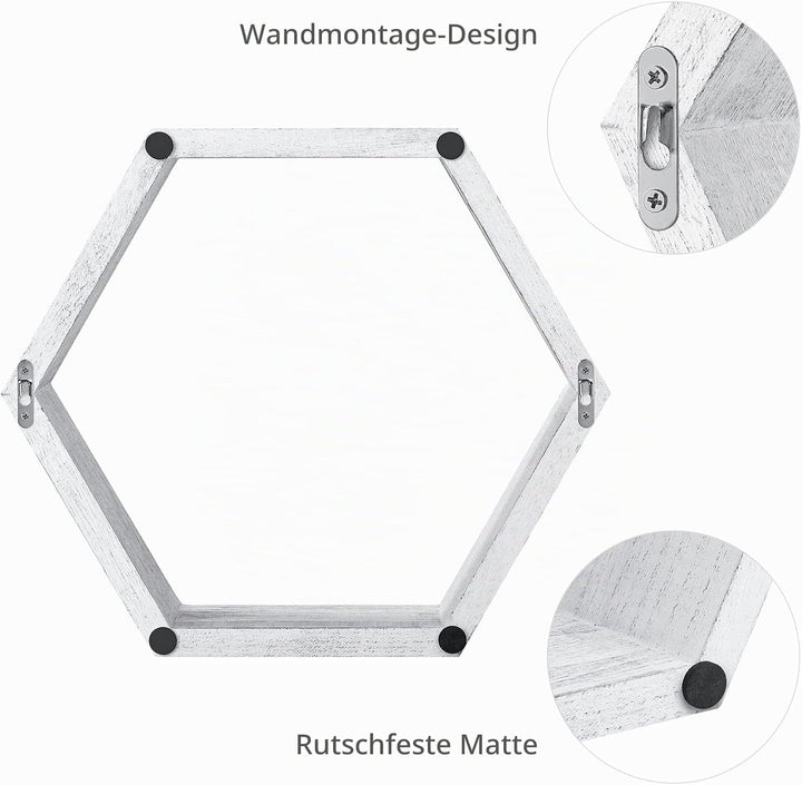 Sechseckige schwebende Regale, Wandmontage, Bauernhaus-Holzaufbewahrung, Wabenwandregal, Set mit 3 s