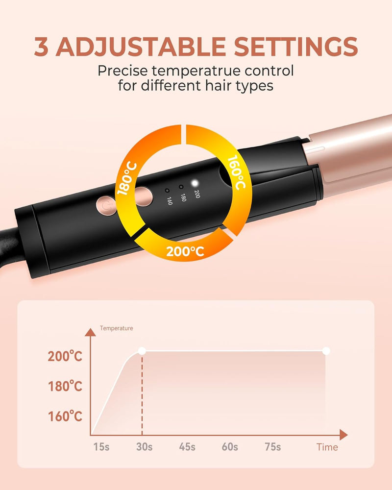 Kompakter Lockenstab FüR Unterwegs Einstellbare Temperatur Mini LockenstäBe Rosa Gold, Rosa Gold