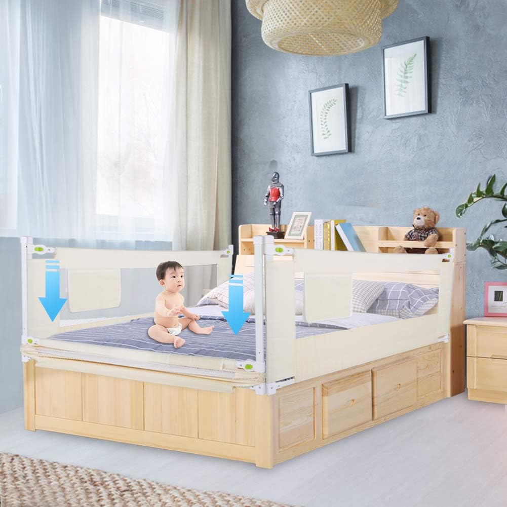 Bettgitter, 180cm Bettschutzgitter für kinder, Klappbares Bettschutzgitter, Kinder Bettgitter für Fa