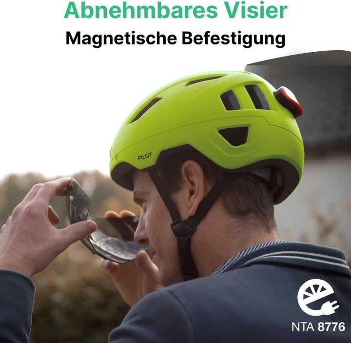 GOOFF Pilot S-Pedelec Helm - Schutz für schnelle E-Bike Fahrten – Fahrradhelm mit Visier und Licht –