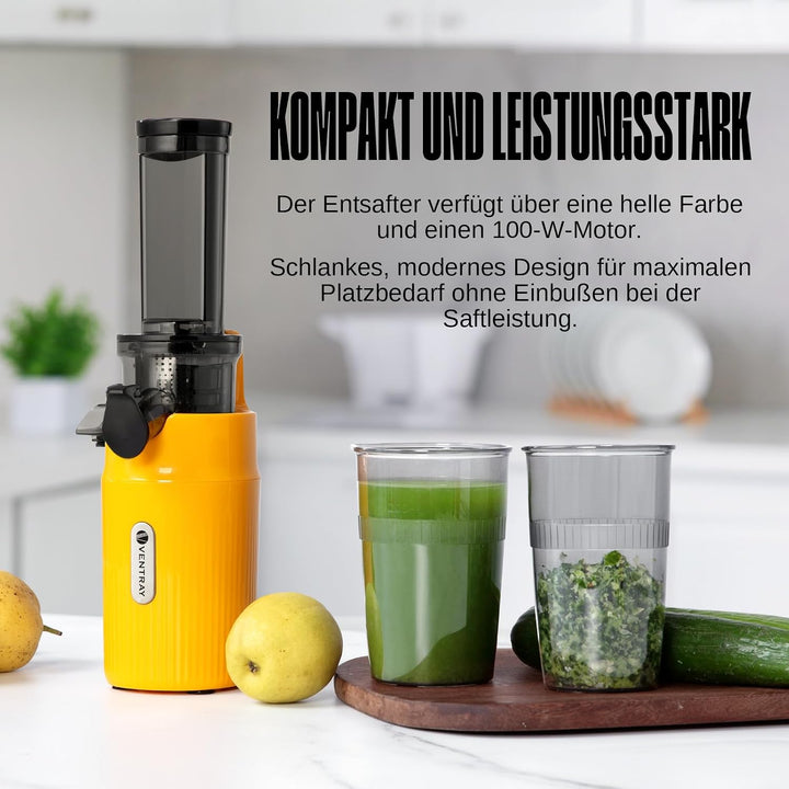 Ventray Ginnie Entsafter | Slow Juicer mit 60 U/min | 45mm Öffnung | Rückwärts Funktion und Zwei Fil
