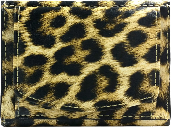 Kleine Geldbörse Damen Mini, Reise Portemonnaie viele Fächer, Leopard Look, RFID Blocker, Münzfach |