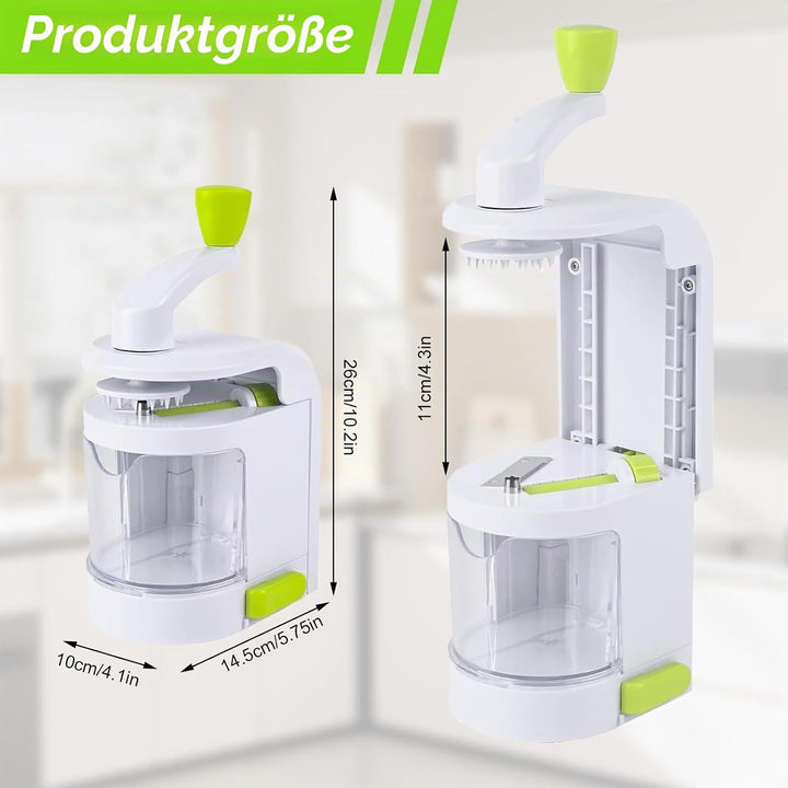 Spiralschneider Gemüse, 4 in 1 Zucchini Spaghetti Schneider mit Auffangbehälter, BPA-frei, Zucchini