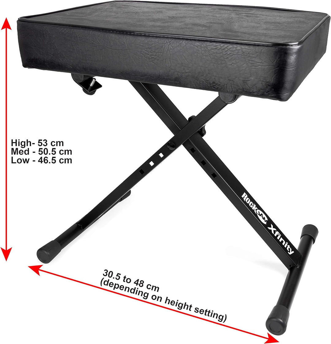 RockJam Premium Adjustable Padded Keyboard Bench or Digital Piano Stool, Regulär