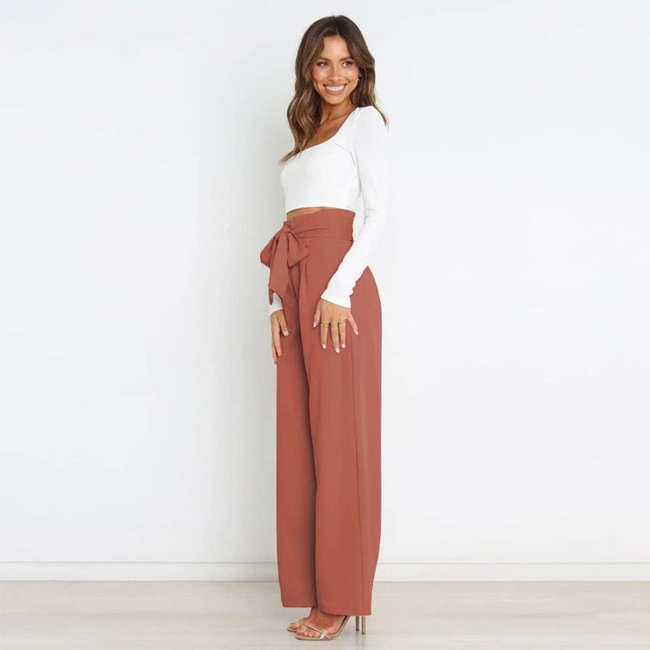 Odizli Damen Elegant High Waist Lang Weite Hose Sommer Business Festlich Anzughose mit Gürtel L Zieg