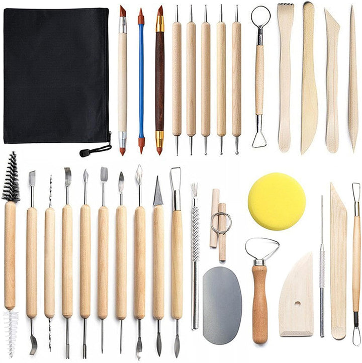xiaowanwan 32 Stück Modellierwerkzeug Ton,Töpferwerkzeug Set,Sculpting Keramik Clay Tools,Polymer Cl