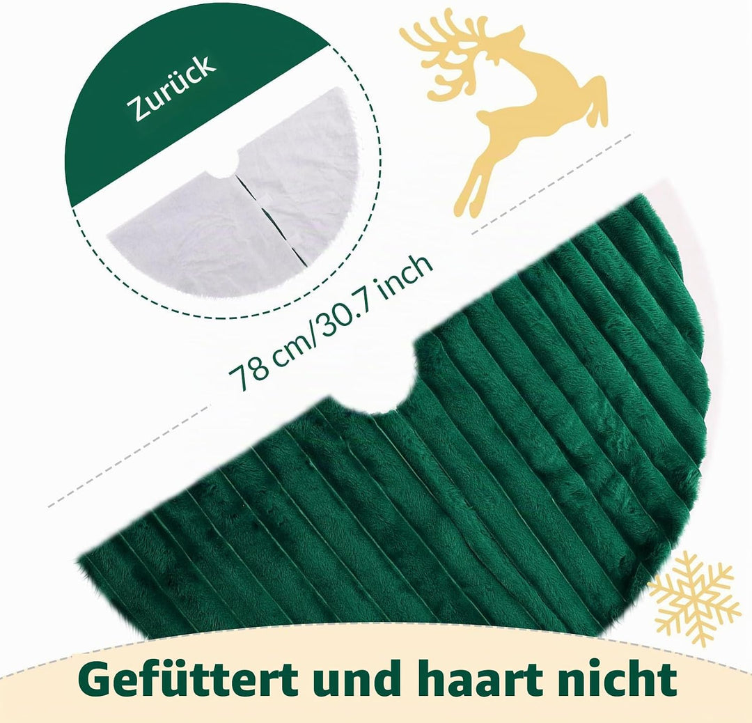 KONVINIT Weihnachtsbaumdecke Grün Luxus Kunstfell Round Christbaumdecke Weihnachtsbaumrock Weihnacht