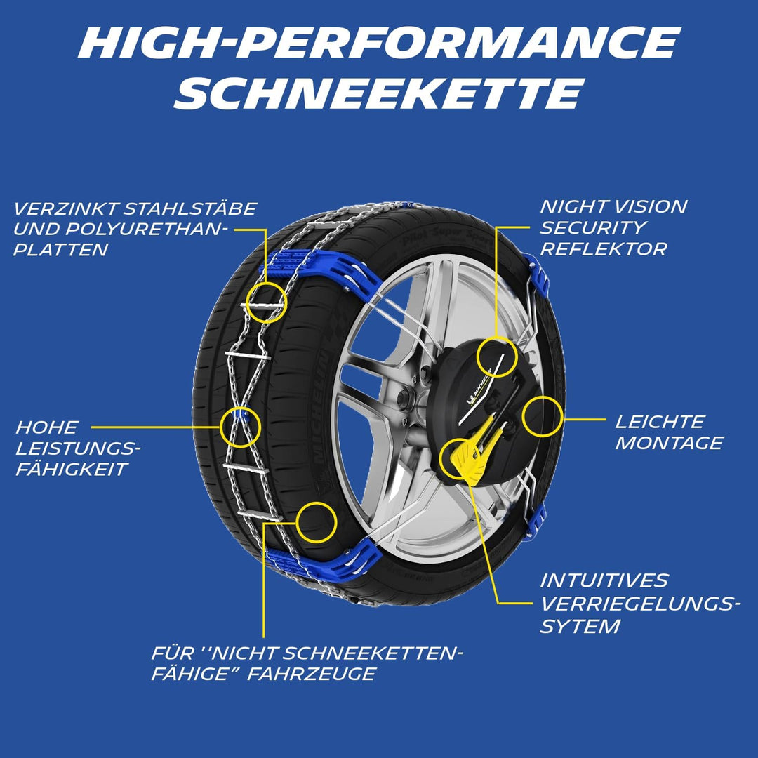 MICHELIN FAST GRIP Schneekette 160 | Front Schneekette Auto | Mit Schnell-Befestigungssystem|Reifen