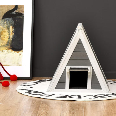 GYMAX 50 x 55 x 52 cm Katzenhaus mit Asphaltdach & Tür, Wetterfeste Katzenhöhle aus Holz, Katzenhütt