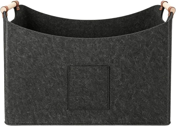 Riven Filz Brennholz Korb grosse Lagerung Bin faltbar 96L dunkelgrau 60x40x40cm Log Holder mit Front
