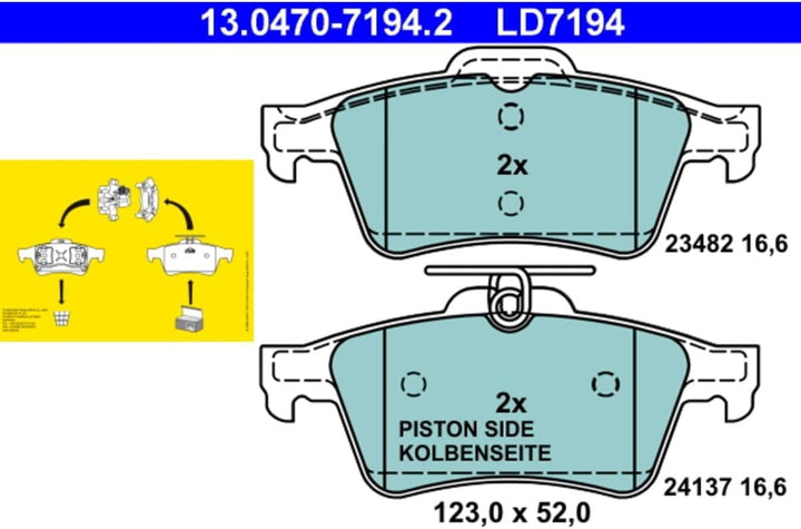 ATE 13.0470-7194.2 Bremsbelagsatz, Scheibenbremse