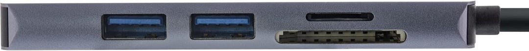 InLine® Multifunktions-Hub USB 3.2 Gen.1, 2X USB-A 5Gb/s + HDMI 4K/30Hz + Cardreader, Aluminium, gra