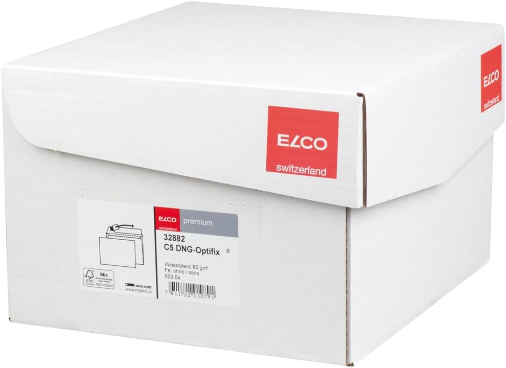 Elco 32882 Premium Briefumschlag, Innendruck vorhanden, C5, 229 x 162 mm, 80 g/qm, 500 Stück, hochwe