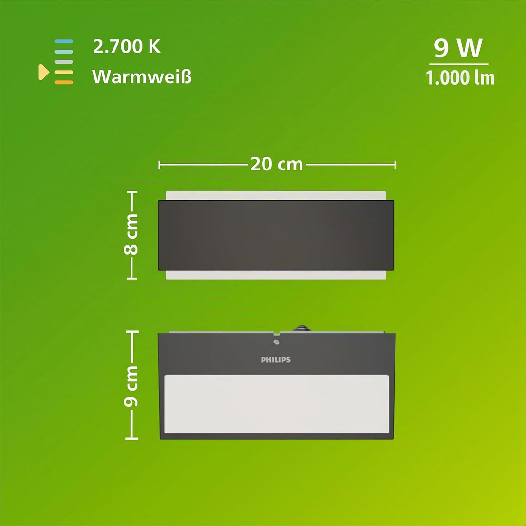 Philips myGarden Stratosphere LED Wandaussenleuchte, 9W, Anthrazit,