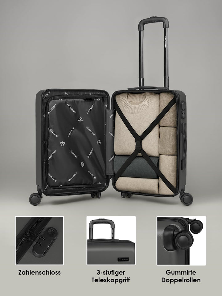 SMARTBOX Hartschalen-Kabinenkoffer 55x40x23 cm ABS 4-Doppelrollen | Edition 05, Volumen 41 L, Zahlen