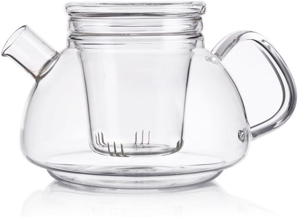 600ML Nordisch 3-in-1 Glas-Teekanne mit abnehmbarem Glas-Infuser mit grossem Ausguss Non-Drip Fussfr